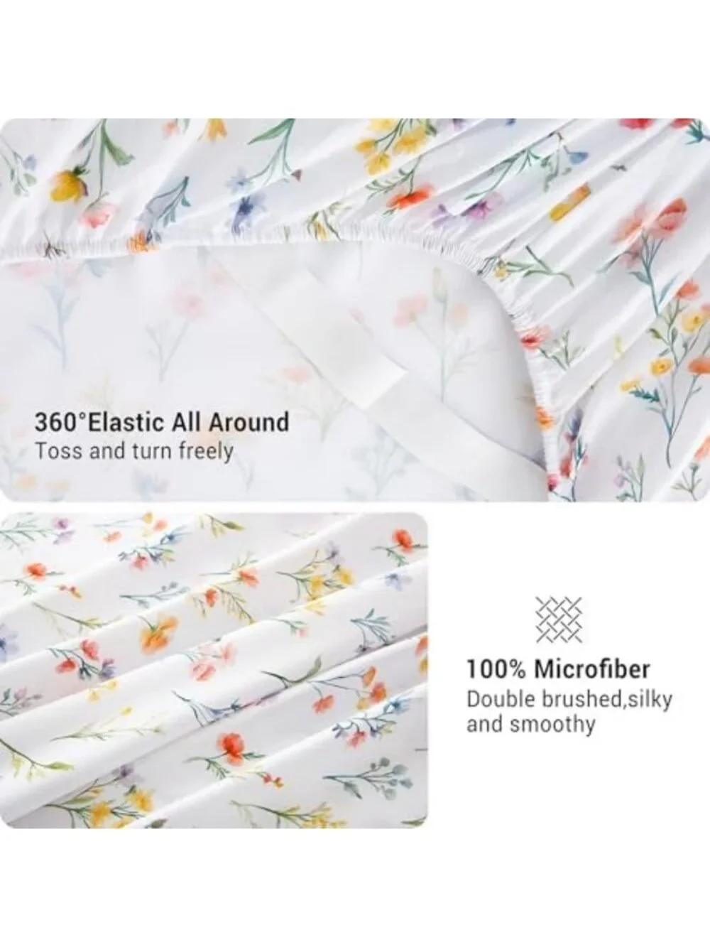 Floral Queen Sheet Set - 4 Piece Vintage Botanical Bedding, Soft Microfiber